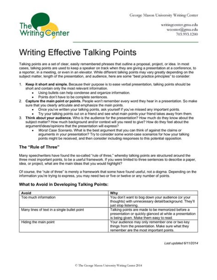 How to write talking points